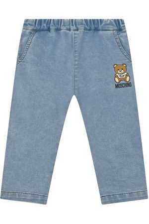 Голубые джинсы с принтом &quot;медвежонок&quot; Moschino