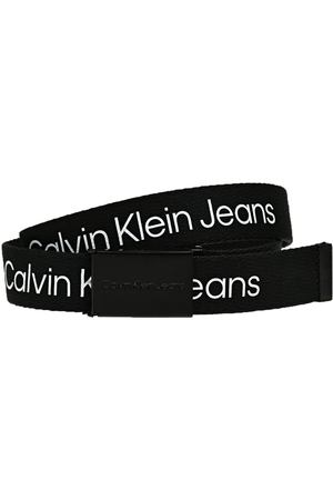Ремень с белым лого, черный Calvin Klein