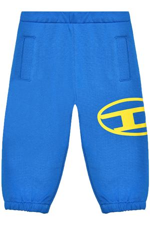 Спортивные брюки с желтым лого, синие Diesel
