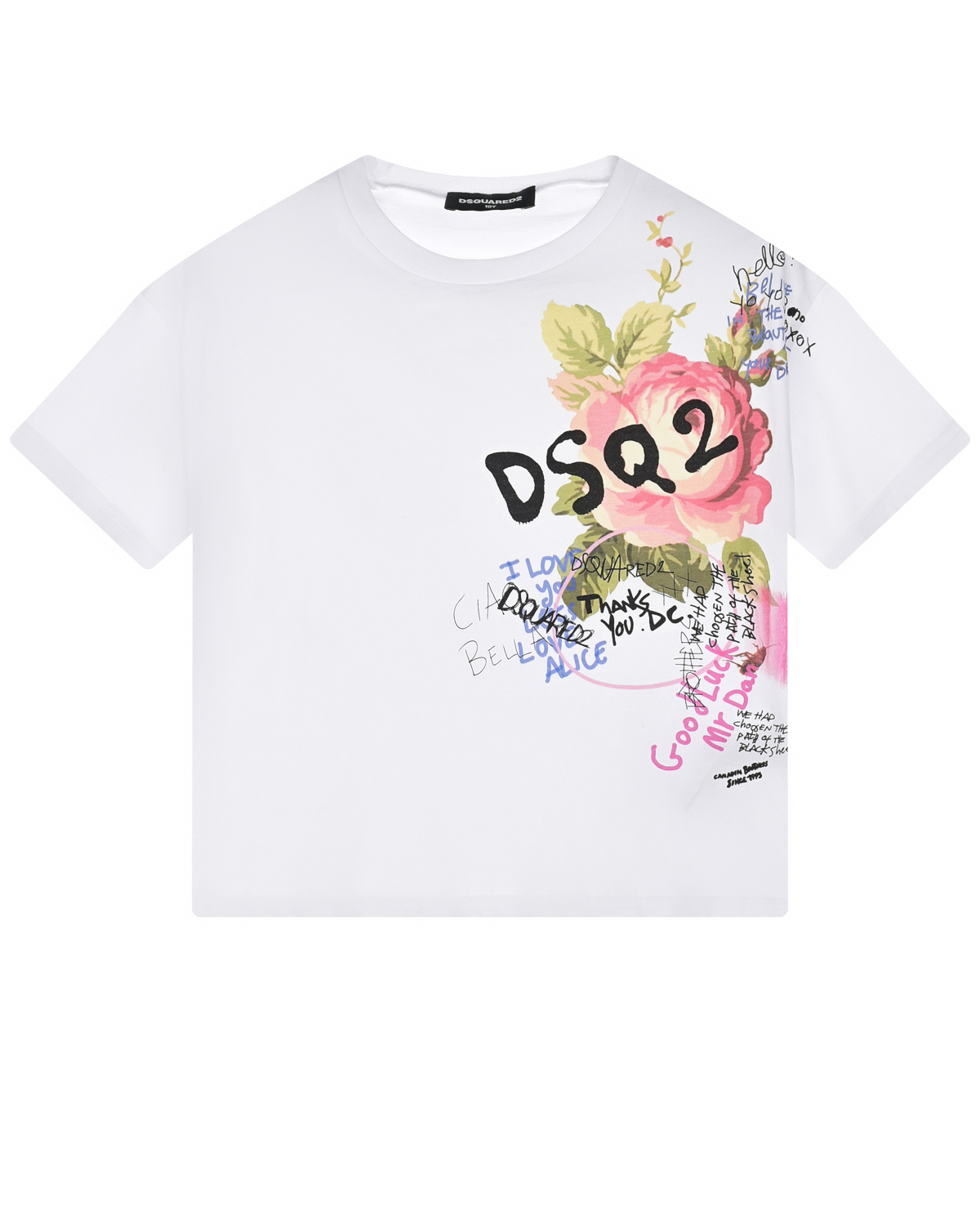 Где купить Белая футболка с цветочным принтом и лого Dsquared2 Dsquared2 