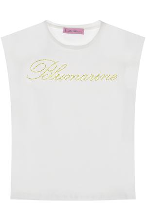Белая футболка с лого из стразов Miss Blumarine