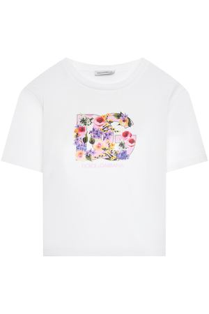 Футболка с цветочным лого, белая Dolce&Gabbana