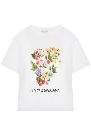 Футболка с цветочным принтом, белая Dolce&Gabbana