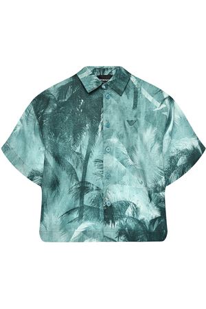 Рубашка с принтом &quot;пальмы&quot;, зеленая Emporio Armani