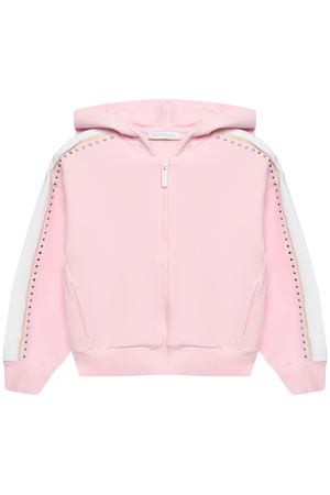 Куртка спортивная с клепками и лампасами, розовая Monnalisa
