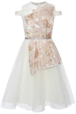 Платье из органзы с цветочным принтом, кремовое Eirene