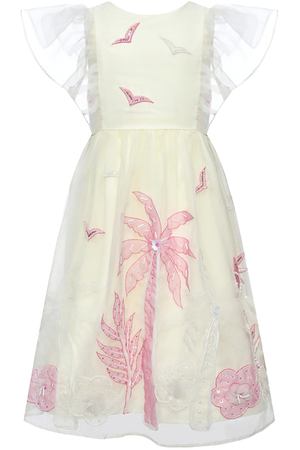 Платье из органзы с ручной аппликацией, белое Eirene