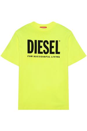 Футболка с черным лого, желтая Diesel
