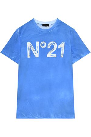 Футболка с логотипом на груди, синяя No. 21