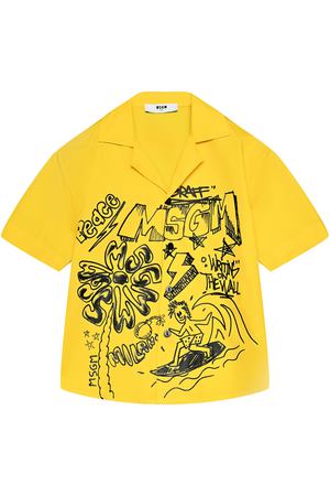 Рубашка с принтом &quot;пальма&quot;, желтая MSGM