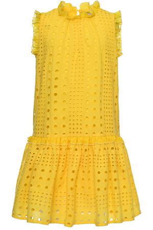 Ажурное платье с высоким воротом, желтое Paade Mode