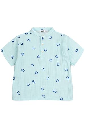 Рубашка с принтом &quot;смайлы&quot;, голубая Molo