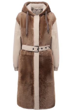 Пальто с меховой отделкой Brunello Cucinelli