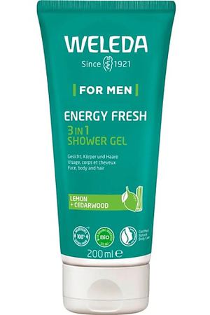 WELEDA Бодрящий гель для душа и шампунь для мужчин For Men Energy Fresh 3-in-1 Shower Gel 200.0