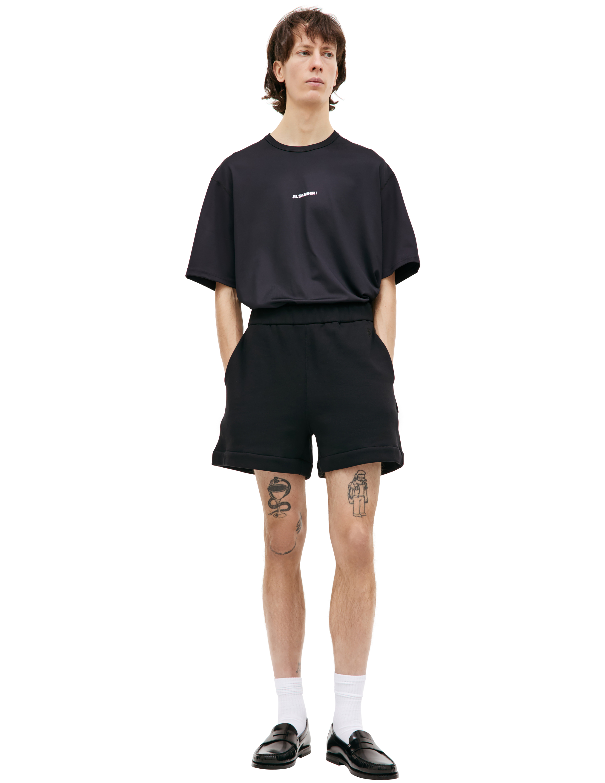 Где купить Черные короткие шорты Jil Sander 