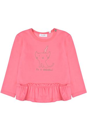 Розовая толстовка с вышивкой &quot;кот-единорог&quot; Sanetta Kidswear