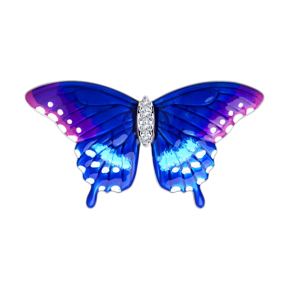 Где купить Брошь SOKOLOV из серебра с фианитами и эмалью Sokolov 