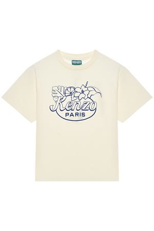 Футболка с лого и цветами на груди KENZO