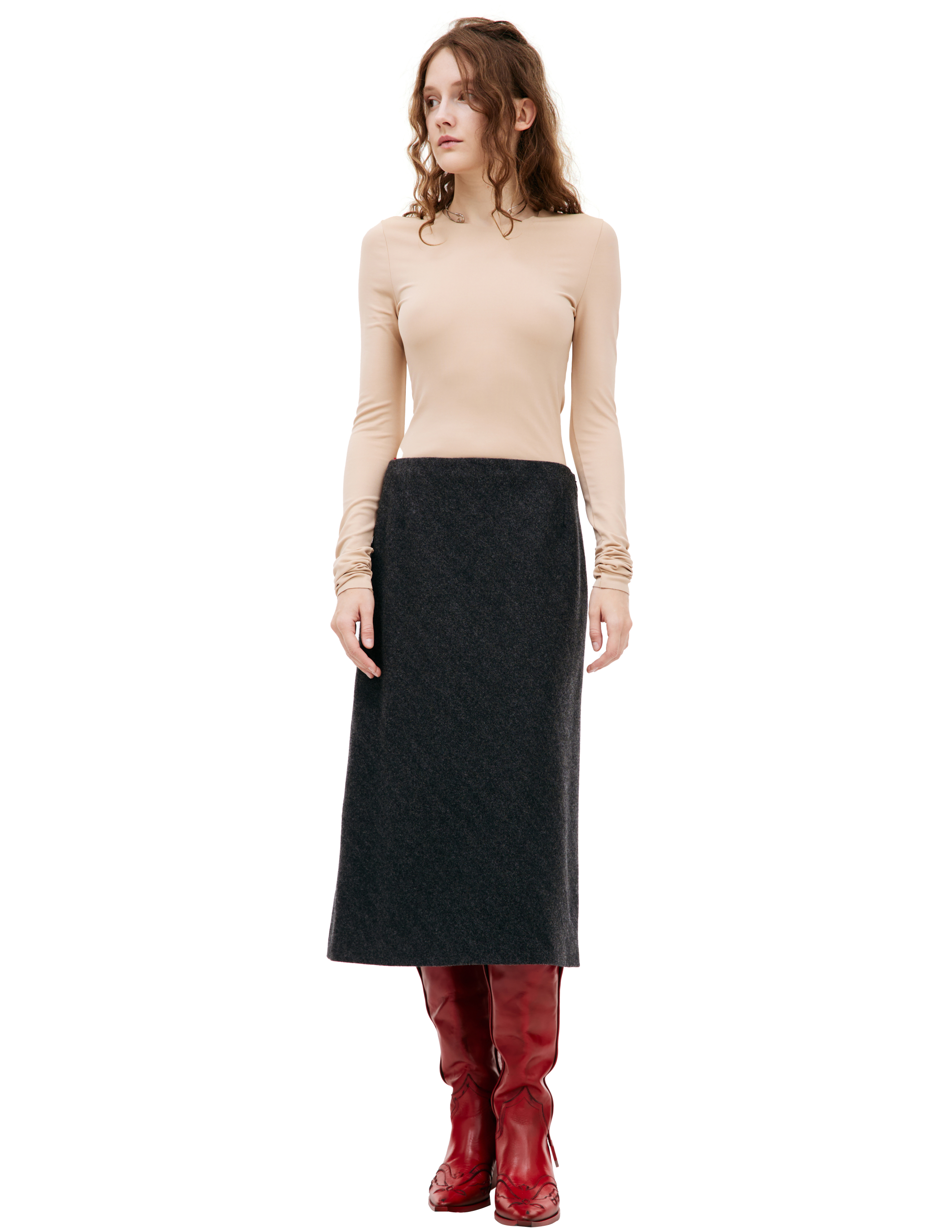 Где купить Серая юбка из шерсти Maison Margiela 