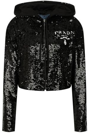 Шелковый кардиган с отделкой пайетками Prada