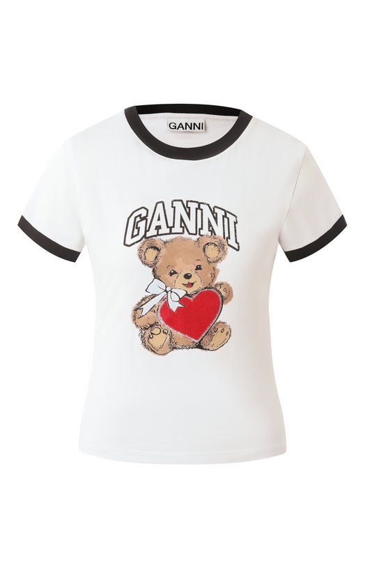 Где купить Хлопковая футболка Ganni Ganni