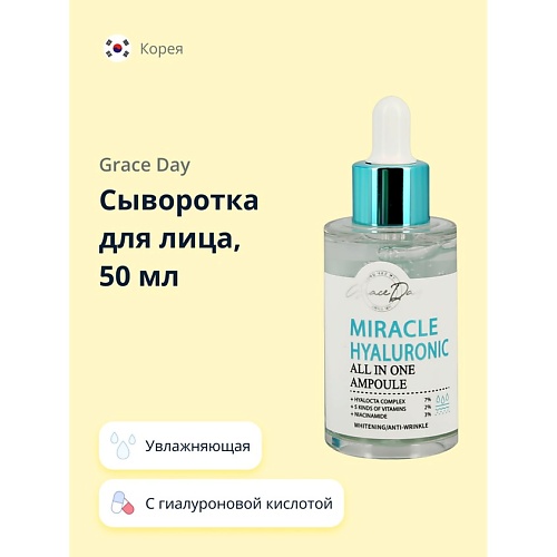 Где купить GRACE DAY Сыворотка для лица MIRACLE с гиалуроновой кислотой, ниацинамидом и мультивитаминами 50.0 Grace Day 