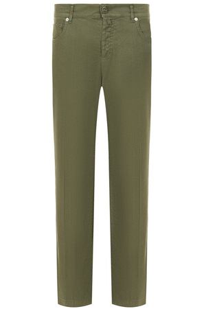 Брюки изо льна и хлопка Kiton