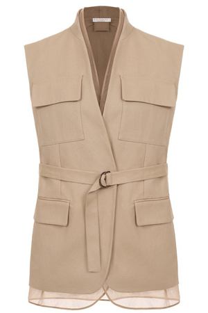 Жилет из хлопка и льна Brunello Cucinelli