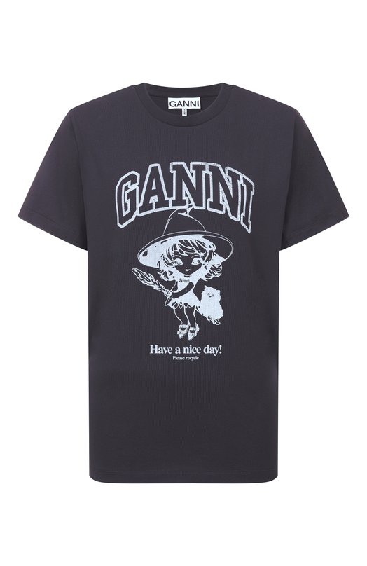 Где купить Хлопковая футболка Ganni Ganni