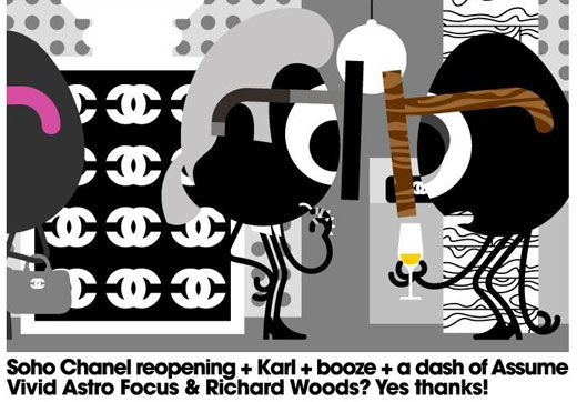 Сатирический персонаж Darcel на New York Fashion Week. Karl Lagerfeld.