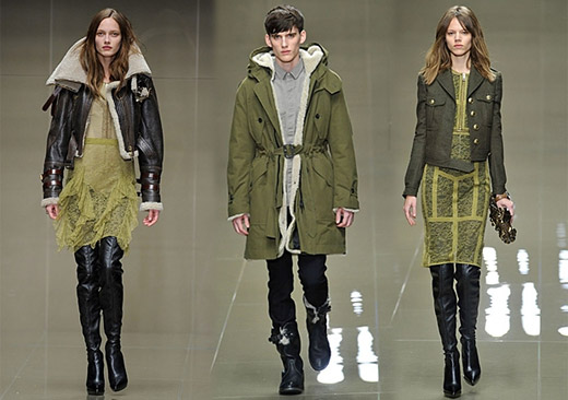 Тенденции моды 2010. Болотно-зеленый цвет. Burberry Prorsum 2010