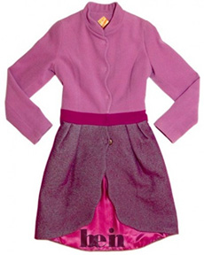 Женское пальто комбинированное розово-сиреневое, VESELLINEA