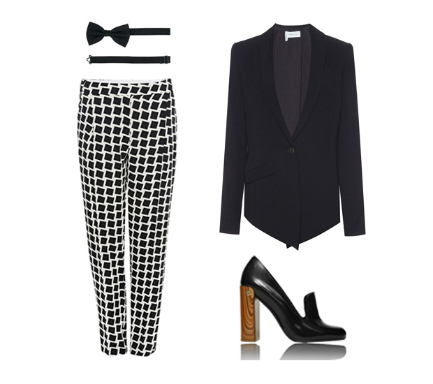 Брюки Penny Black, жакет 10 Crosby Derek Lam, туфли Neil Barrett, галстук-бабочка ASOS